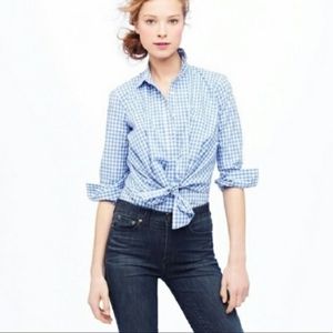 J.crew Altuzarra gingham waist tie button‎ down Size 0 XS Blue White
